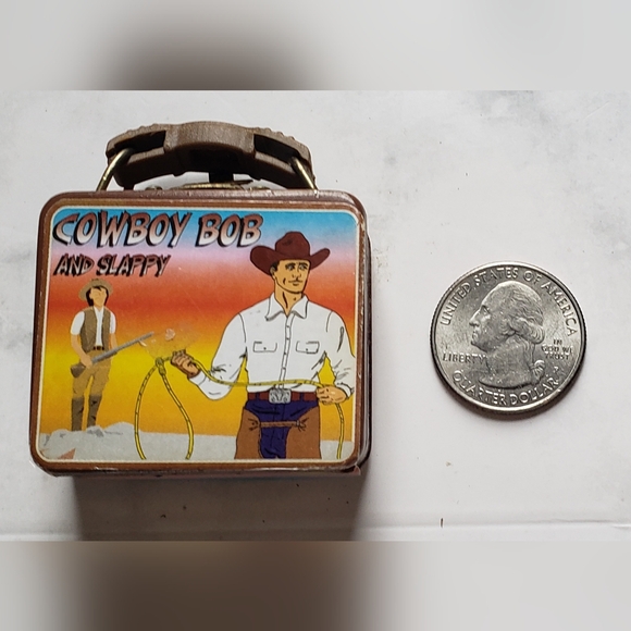 Vintage 1950s mini toy lunchbox Cowboy Bob and Slappy Barbie size - Picture 3 of 7